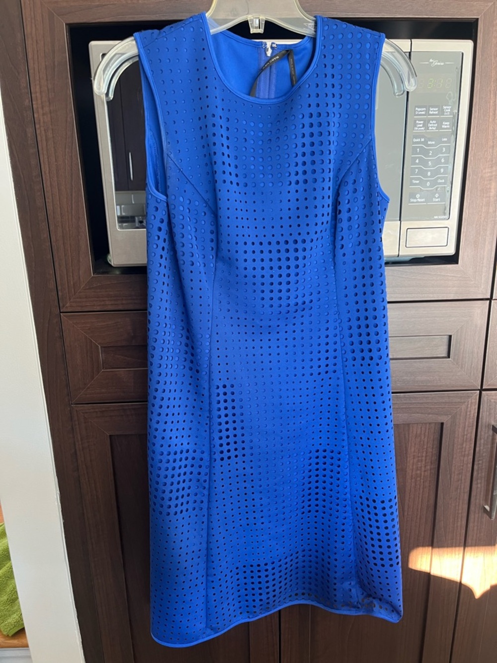 Marc New York Royal Blue Sleeveless Perforated Midi Dress